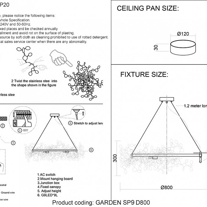 Люстра Crystal Lux GARDEN SP9 D800 CHROME